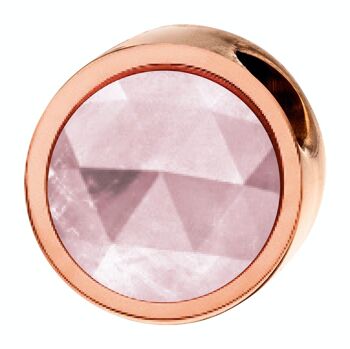 Pendentif PURE rond, 6mm, avec une pierre de la couleur de votre choix, en acier inoxydable rose 21