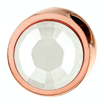Pendentif PURE rond, 6mm, avec une pierre de la couleur de votre choix, en acier inoxydable rose 24