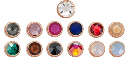 PURE-Anhänger rund, 6mm, mit einem Stein in einer Farbe deiner Wahl, aus Edelstahl rosé