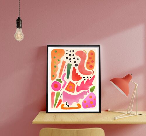 Abstract Shape Art , Abstract Print , Pink Colours Print , Colour , Living Room Print , French Print  , Wall Art  , Botanical Print , Snug