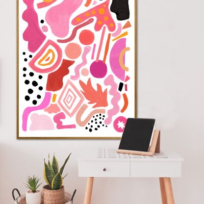 Abstract Shape Art , Abstract Print , Pink Print , Modern Art , Living Room Print , French Print  , Wall Art  , Geometric Print , Snug