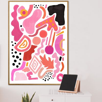 Abstract Shape Art , Abstract Print , Pink Print , Modern Art , Living Room Print , French Print  , Wall Art  , Geometric Print , Snug