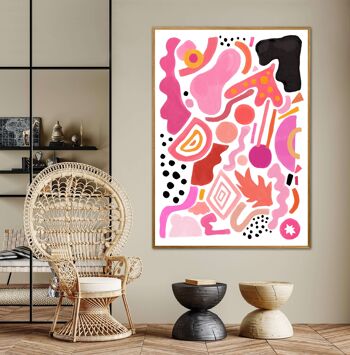 Art abstrait de forme, impression abstraite, impression rose, art moderne, impression de salon, impression française, art de mur, impression géométrique, confortable 3