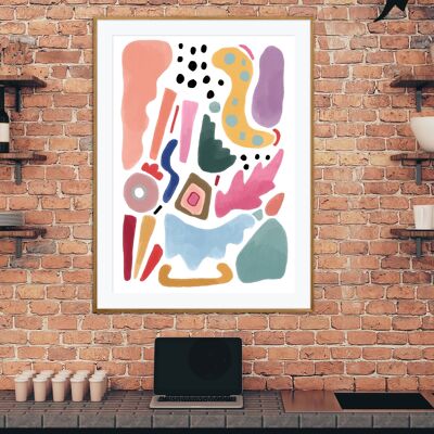 Abstract Shape Art, Abstract Print , Colourful Print , Modern Art , Living Room Print , French Print  , Wall Art  , Geometric Print , Snug