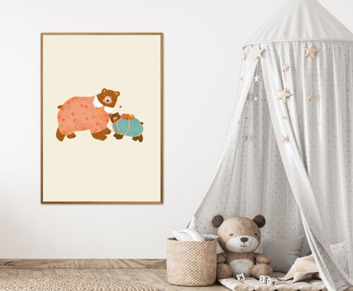 Mama Bear , Children’s Wall Art , Kids Prints , children’s Prints , Nursery , happy Print , play room , Wall Art , Kids Room , hand drawn