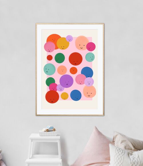 Smiley Face, Bright Happy Print, Colourful Kids Print, Teen Bedroom, Tween Bedroom, Girls art poster, bright colourful poster