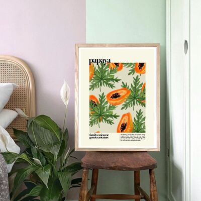 Papaya , Papaya Print , Fruit Print , Still Life , Summer Print , French Print , Fruit , Wall Art , Tropical Print , Botanical Print