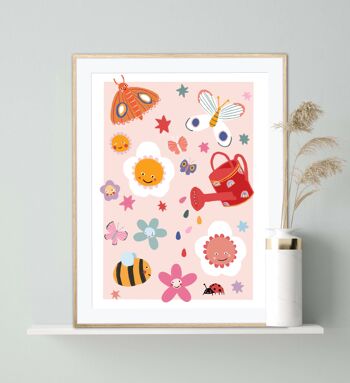 Jardin Kids Print , Flower illustration , Eco , Nursery Art , Kids Room , Art , Print , Gifts for Her , kids , Rainbow , Color Pop , Bright 2