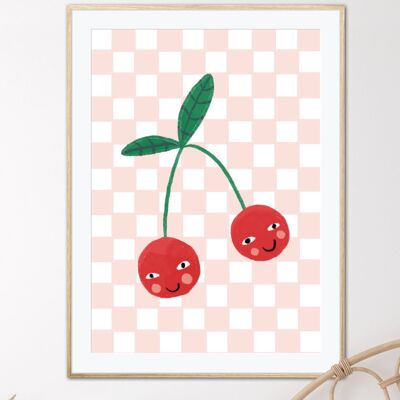 Happy Little Cherries, Children’s Wall Art, Kids Cute Art, Sweet Nursery Picture, Cute Print, Present Baby Girl, Present for Little Girl