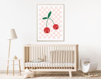 Happy Little Cherrys, Art mural pour enfants, Art mignon pour enfants, Sweet Nursery Picture, Cute Print, Present Baby Girl, Present for Little Girl 3
