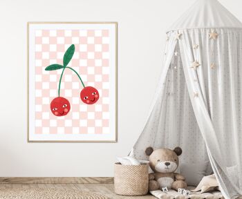 Happy Little Cherrys, Art mural pour enfants, Art mignon pour enfants, Sweet Nursery Picture, Cute Print, Present Baby Girl, Present for Little Girl 4
