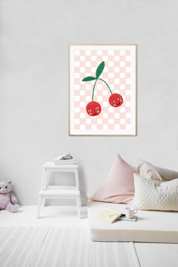 Happy Little Cherrys, Art mural pour enfants, Art mignon pour enfants, Sweet Nursery Picture, Cute Print, Present Baby Girl, Present for Little Girl 5
