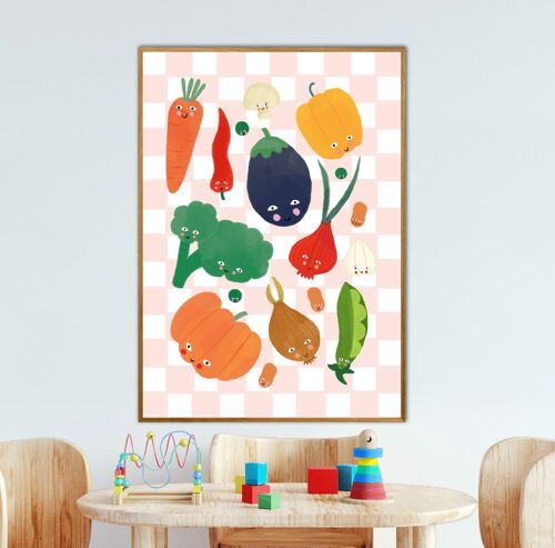 Eat Your Greens, Children’s Wall Art, Kids Cute Art, Sweet Nursery Picture, Cute Veggie Print, Present Baby Girl, Present for Little Girl
