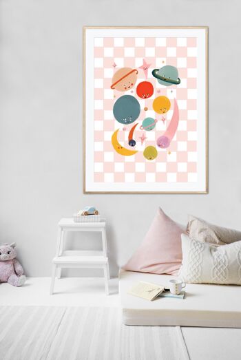 Cuties in Space, Art mural pour enfants, Kids Space Art, Sweet Nursery Picture, Cute Space Print, Present Baby Girl, Present for Little Girl 4