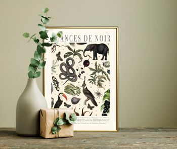 Nuances de noir, imprimé floral, impression, chambre à coucher, impression de cuisine, impression Français, fleur, Art mural, Vintage, impression botanique, A3, A4, 3