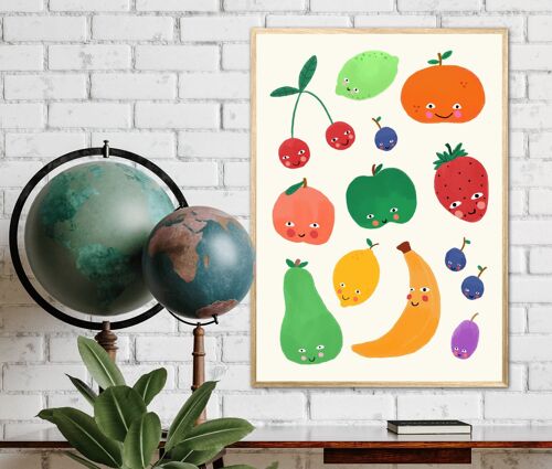 Feeling Fruity, Kids Fruit Print, Bright Kids Wall Art, Cute Wall Art Kids Room, Nursery Bright Rainbow Art, Girls Bedroom, Boys Bedroom,