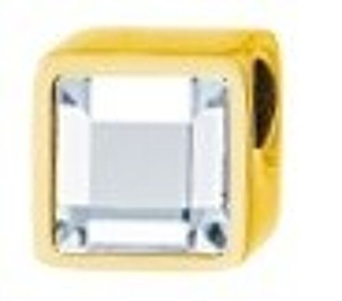 PURE-Anhänger eckig , 6mm, mit einem Stein in einer Farbe deiner Wahl, aus Edelstahl gold
