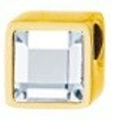 PURE pendant square, 6mm, with a stone in a color of your choice, made of stainless steel gold