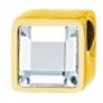 PURE pendant square, 6mm, with a stone in a color of your choice, made of stainless steel gold