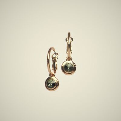 Boucles d'oreilles créoles avec pendentif "LiNa", Black Diamond