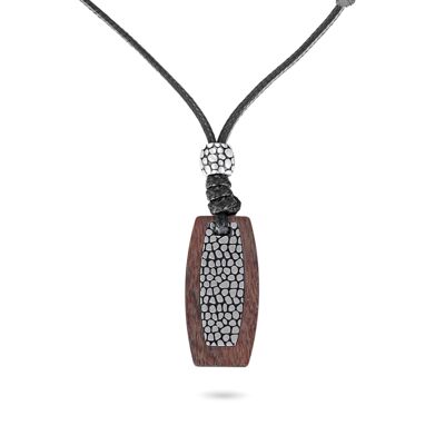 COLLIER EN BOIS EN ACIER INOXYDABLE