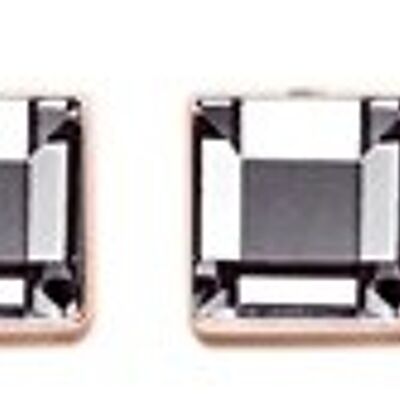 Ear studs with a square stone in a color of your choice, stainless steel rose
