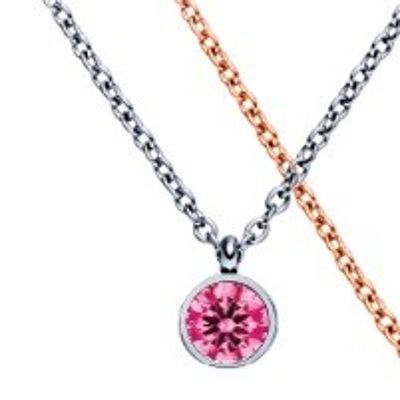 Necklace with a round stone in a color of your choice Stainless steel