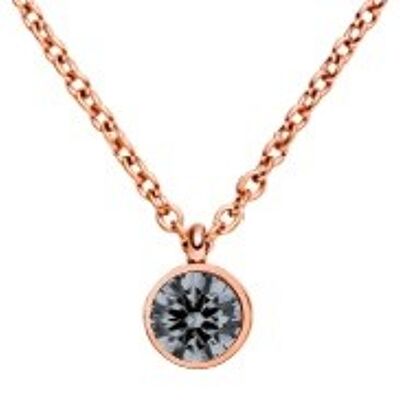 Necklace with a round stone in a color of your choice, stainless steel rose