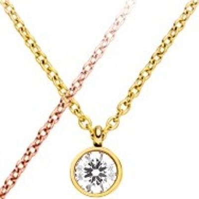 Necklace with a round stone in a color of your choice stainless steel gold
