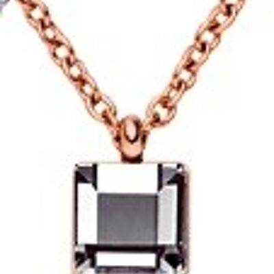 Necklace with a square stone in a color of your choice, stainless steel rose