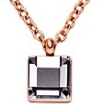Necklace with a square stone in a color of your choice, stainless steel rose