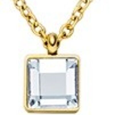 Chain with a square stone in a color of your choice stainless steel gold