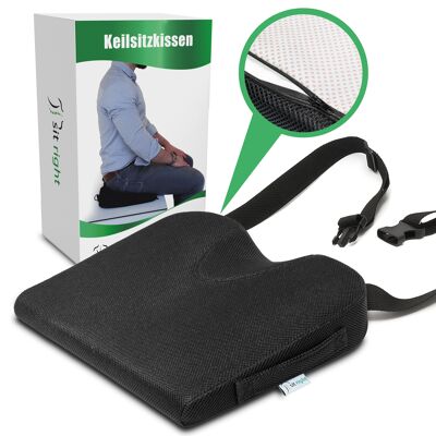 Keilkissen / Sitzkeil für verbesserte Haltung – Hart – Extra groß – schwarz – bis 90kg Körpergewicht