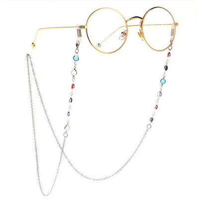 Glasses/Face Mask Chain Golden with Crystals