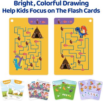 Pen Control Brain Games Toys Different Brain Teaser Plays Write and Wipe Tracing Practice Flash Cards for Kids 5 and up (30 Picture Flashcards with Ring and 2 Markers) 4
