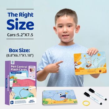 Pen Control effaçable à sec Dot to Dot Flash Cards pour garçons et filles Connect The Dots Write and Wipe Tracing Practice Draw Card for Kids (30 Picture Flashcards with Ring and 2 Markers) 6