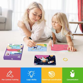 Pen Control effaçable à sec Dot to Dot Flash Cards pour garçons et filles Connect The Dots Write and Wipe Tracing Practice Draw Card for Kids (30 Picture Flashcards with Ring and 2 Markers) 7