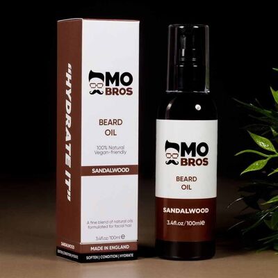 Mo Bros 100 ml d'huile de barbe de qualité supérieure au bois de santal