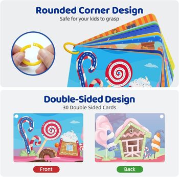 Panda Juniors Pen Control Cartes flash effaçables à sec pour enfants de 3 à 5 ans Carte d'entraînement pour écrire et essuyer pour la maternelle (30 cartes flash avec anneau et 2 marqueurs) (Lignes magiques) 4