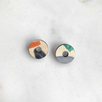 Boucles d'oreilles Pinsel Abstract by Studio Mali - Statement Ethical - Laser Cut Jewellery - Chunky Hoop Wooden Stud - Paint Brush Stroke Arty