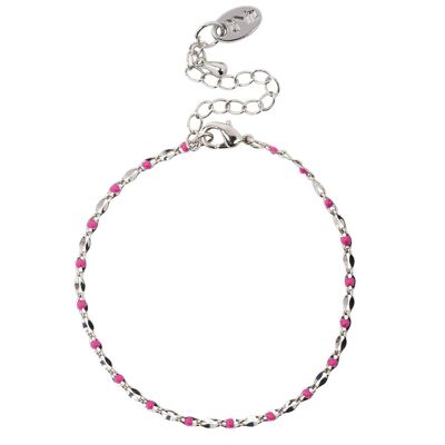 Bracelet caritatif ONE DAY or blanc - fuchsia