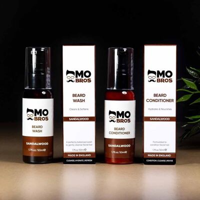 Combo de limpieza de barba de sándalo de 50 ml de Mo Bros