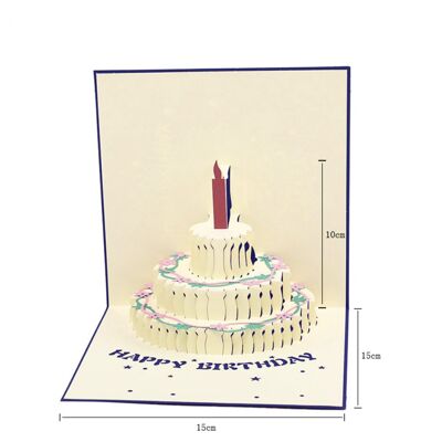 Pop up Birthday card birthday cake Blue Happy Birthday