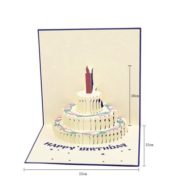 Achat Pop up Carte d'anniversaire gâteau d'anniversaire Bleu Happy Birthday  en gros
