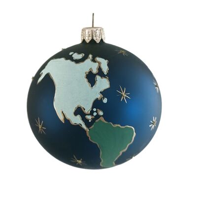 Boule de Noël en verre - Terre 7 cm - fabriquée en Europe