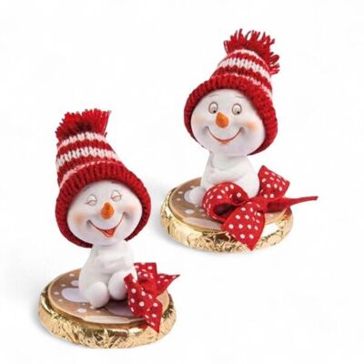 MÉDAILLON CHOCOLAT PRALINÉ BONHOMME DE NEIGE NOËL 24g - Carton de 16 médaillons