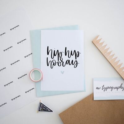 Hip Hip Hooray Brush Lettering Card