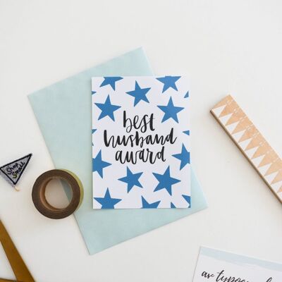 Best Husband Award Brush Lettering Card