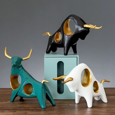 Decorative bull figurine | gold | colored | home decoration