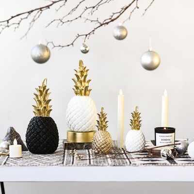 Immagine di ananas decorazione | oro | bianco e nero | Resina